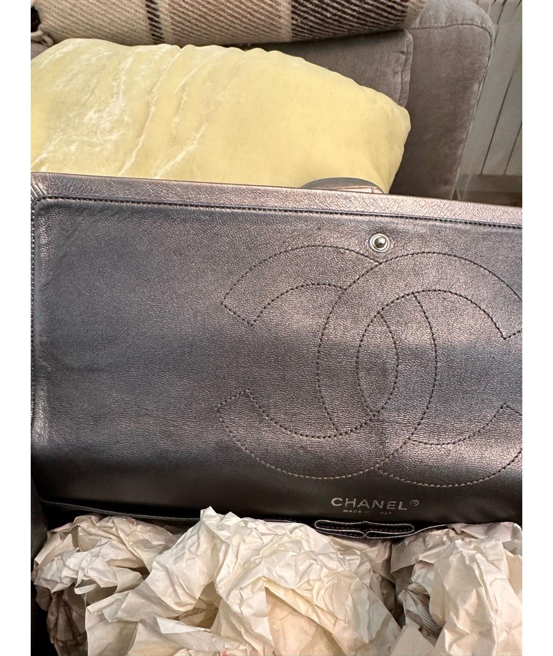 CHANEL PRE-OWNED Серебряная кожаная сумка через плечо, фото 7
