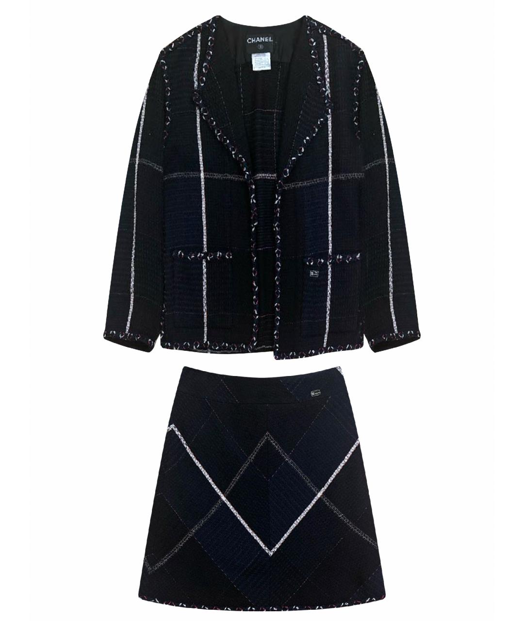 CHANEL Черный хлопко-эластановый костюм с юбками, фото 1