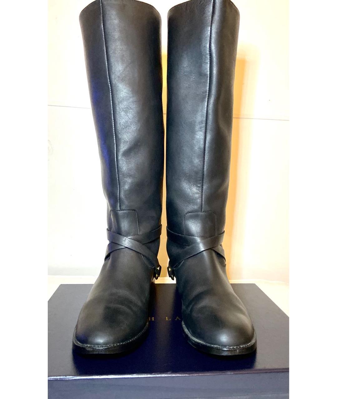 RALPH LAUREN Черные кожаные сапоги, фото 3