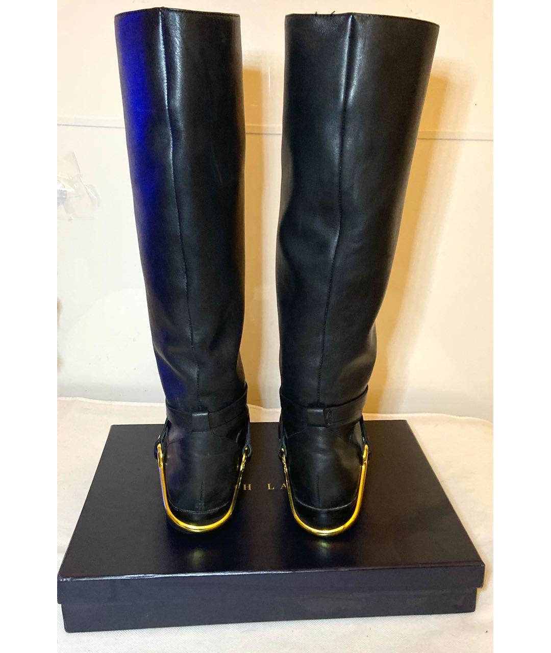 RALPH LAUREN Черные кожаные сапоги, фото 6