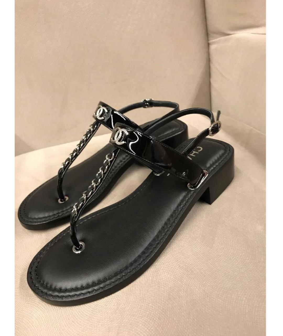 CHANEL PRE-OWNED Черные кожаные сандалии, фото 5