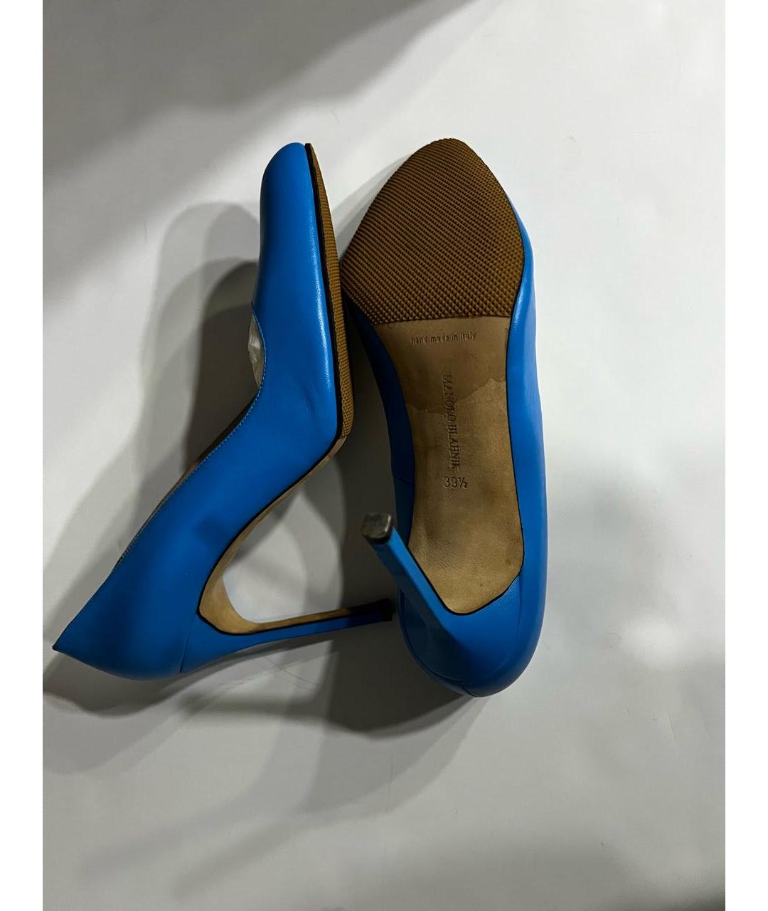 MANOLO BLAHNIK Синие кожаные туфли, фото 5