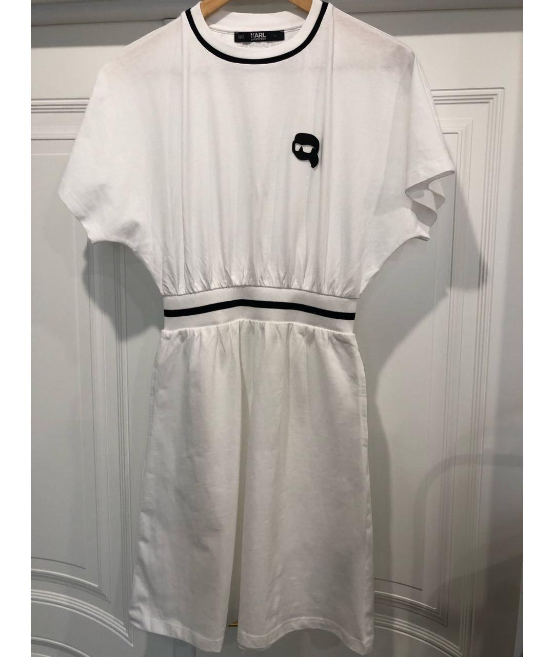 KARL LAGERFELD Белое хлопковое повседневное платье, фото 7