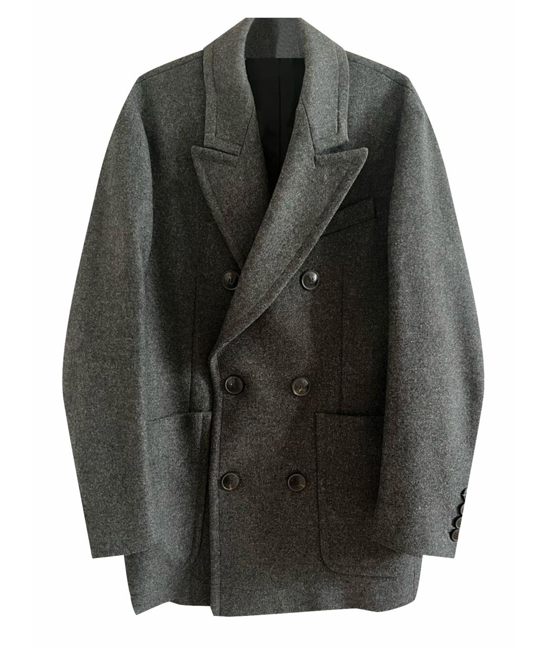 AMI ALEXANDRE MATTIUSSI Серое шерстяное пальто, фото 1