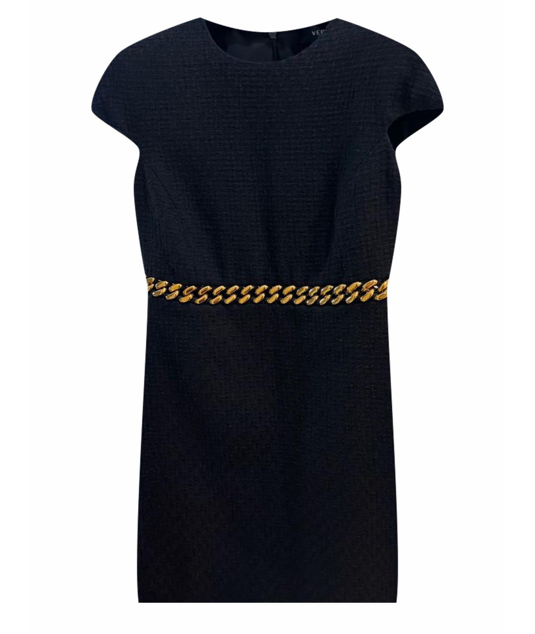 VERSACE Черное твидовое коктейльное платье, фото 1