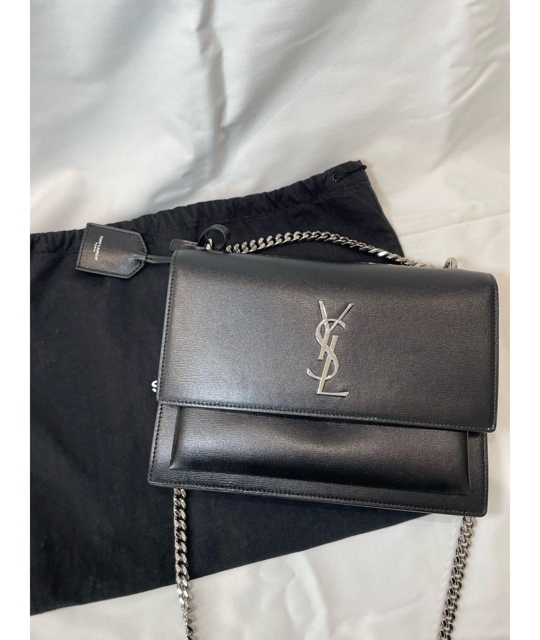 SAINT LAURENT Черная кожаная сумка через плечо, фото 6