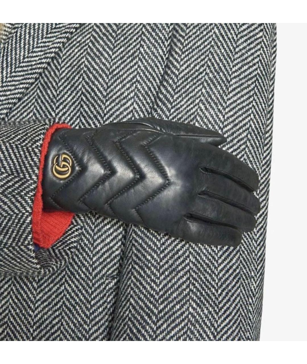 GUCCI Черные кожаные перчатки, фото 3