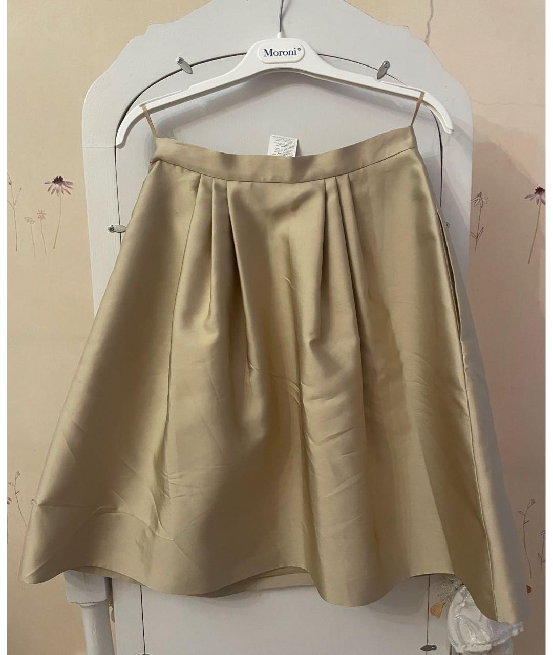 MAX MARA STUDIO Золотая полиэстеровая юбка миди, фото 4