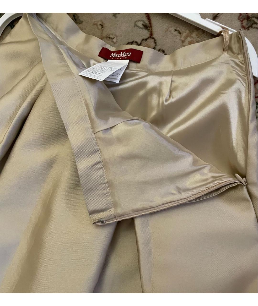 MAX MARA STUDIO Золотая полиэстеровая юбка миди, фото 3
