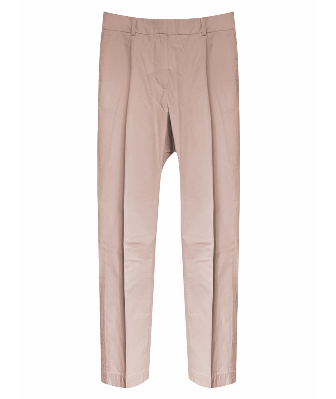 PESERICO Розовые хлопко-эластановые прямые брюки, фото 1