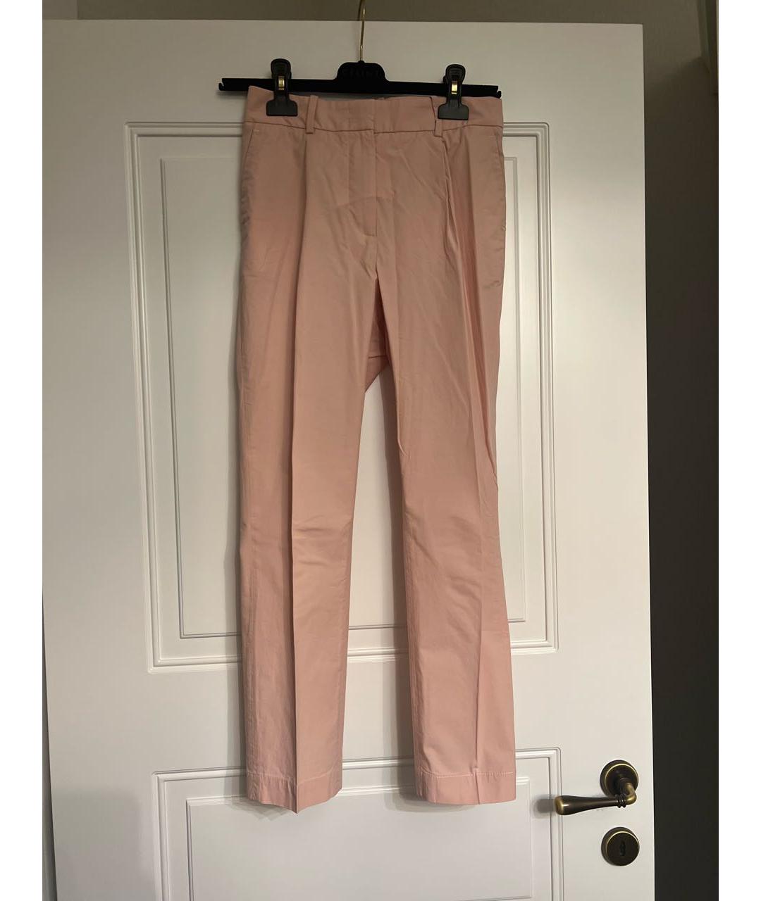 PESERICO Розовые хлопко-эластановые прямые брюки, фото 4