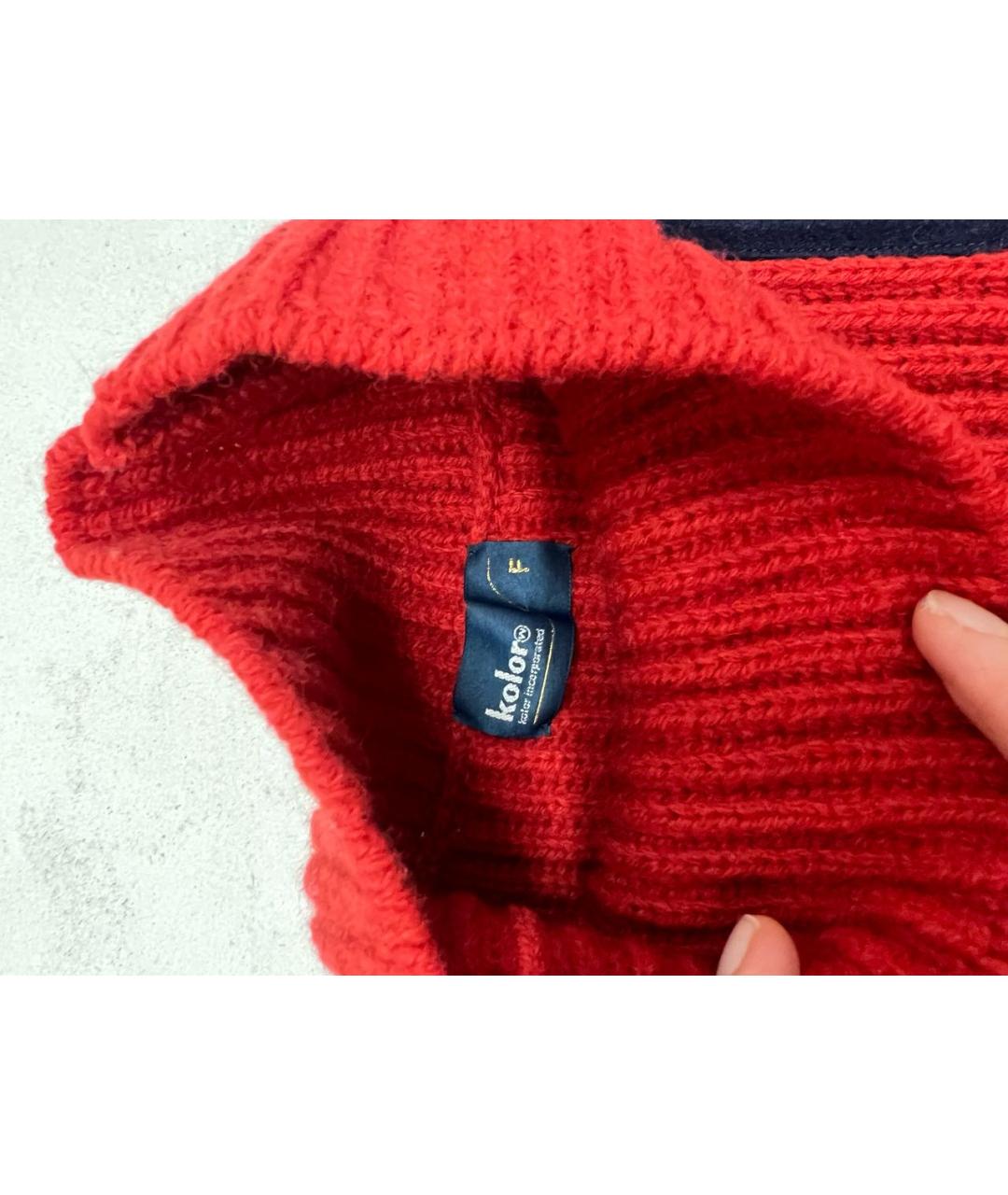 KOLOR Красный шерстяной джемпер / свитер, фото 5
