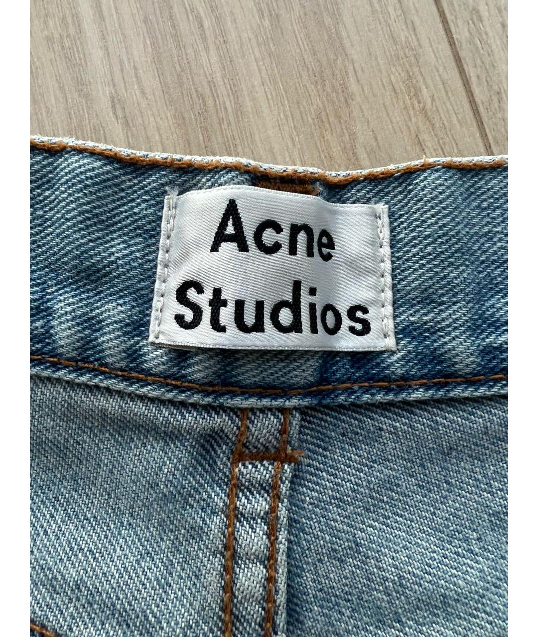 ACNE STUDIOS Голубые хлопковые прямые джинсы, фото 3