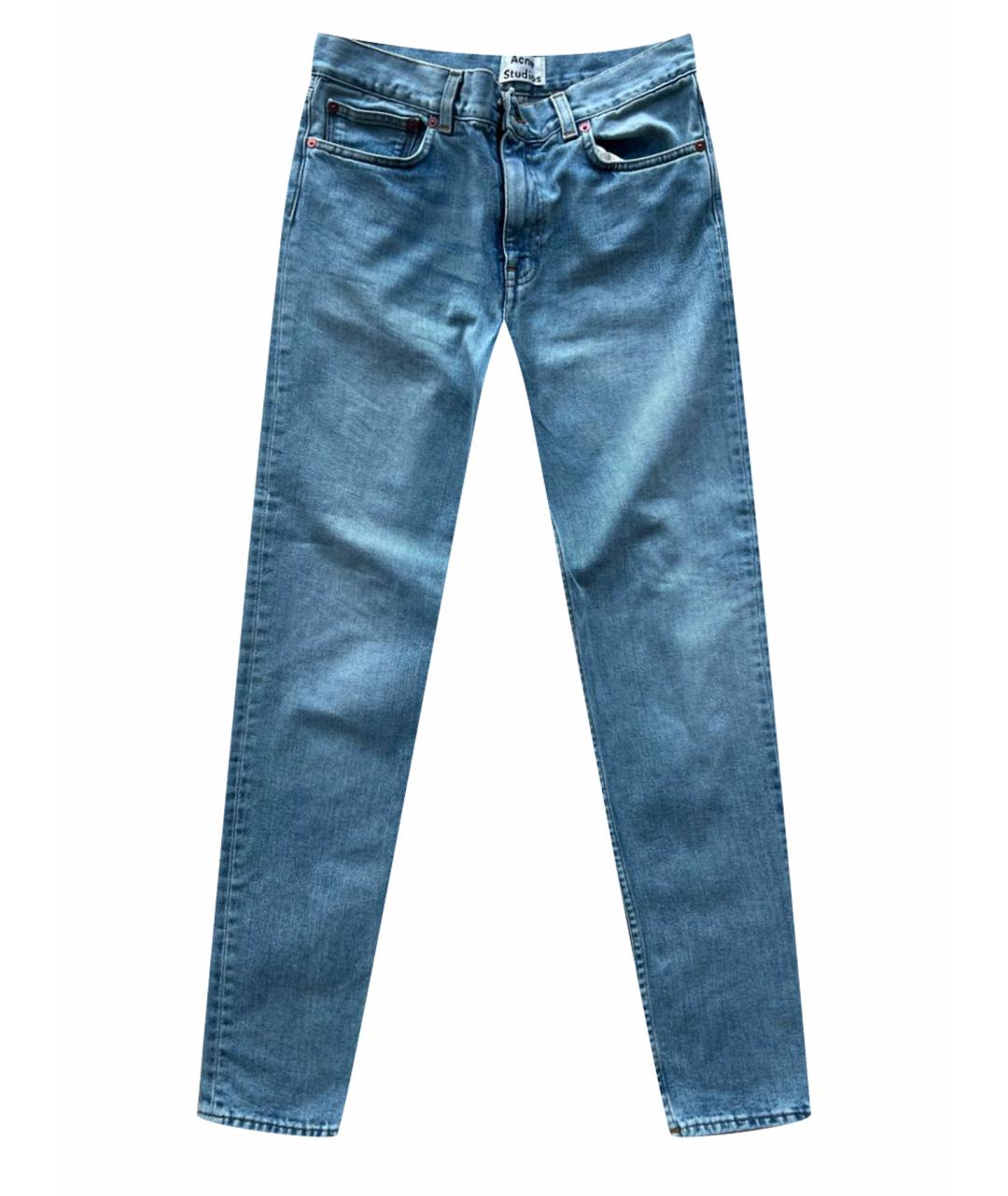 ACNE STUDIOS Голубые хлопковые прямые джинсы, фото 1