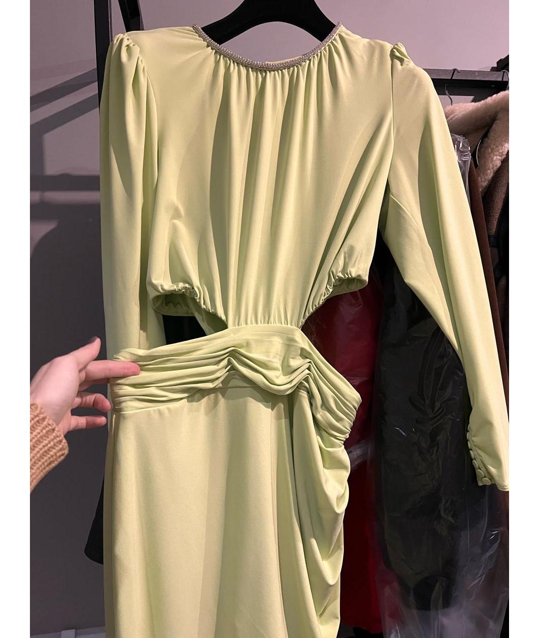 SELF-PORTRAIT Салатовыое вискозное коктейльное платье, фото 5