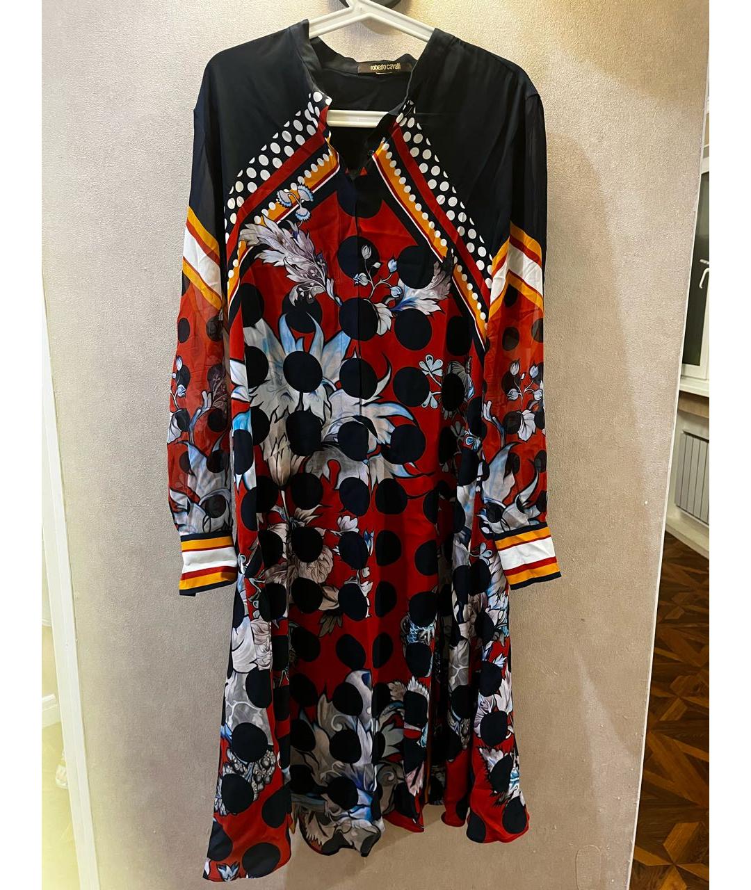 ROBERTO CAVALLI Мульти полиэстеровое платье, фото 6