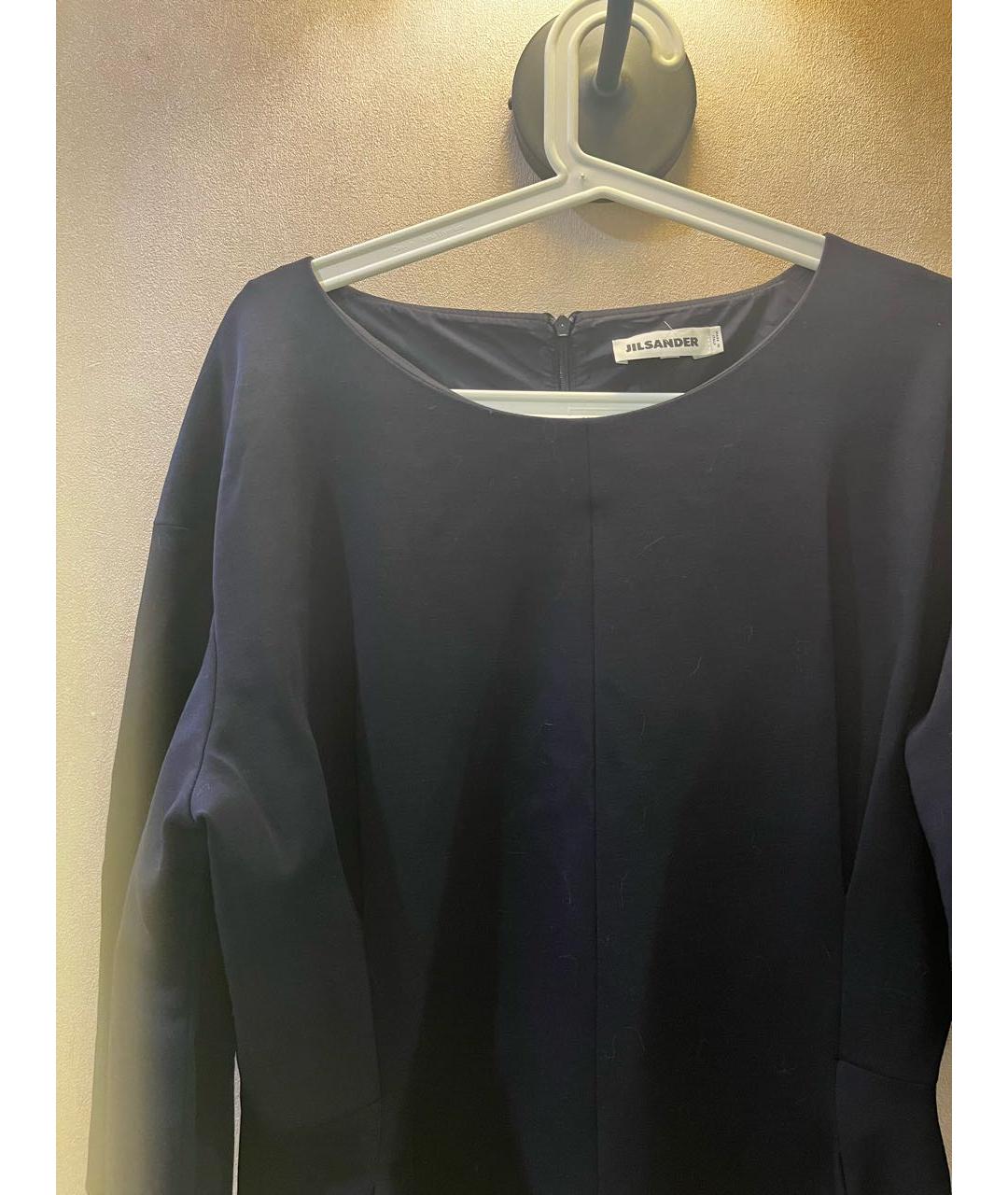 JIL SANDER Темно-синее шерстяное платье, фото 4