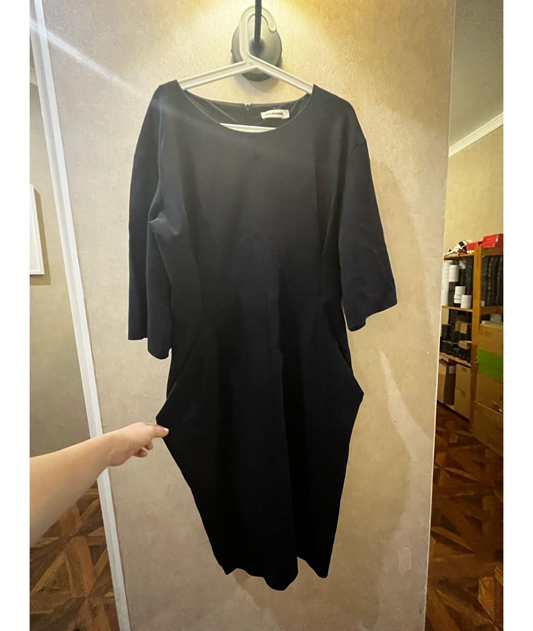 JIL SANDER Темно-синее шерстяное платье, фото 8