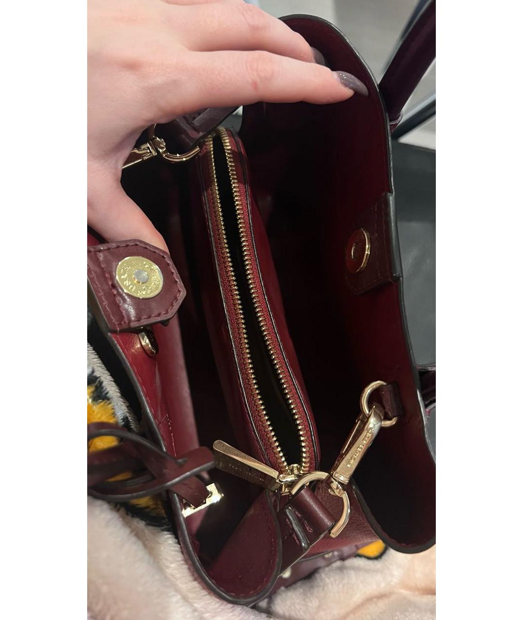 MICHAEL KORS COLLECTION Бордовая кожаная сумка с короткими ручками, фото 4
