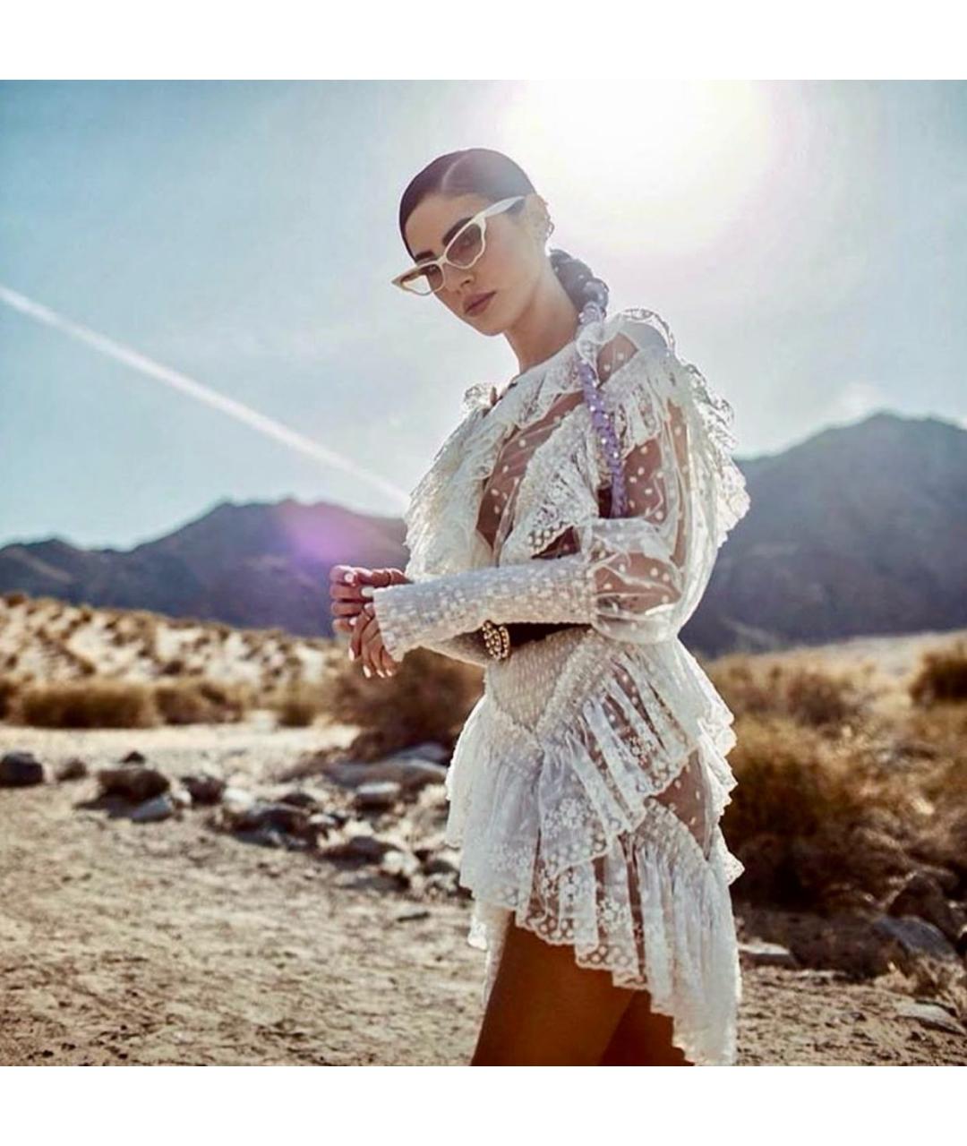 BLUMARINE Бежевые пластиковые солнцезащитные очки, фото 8