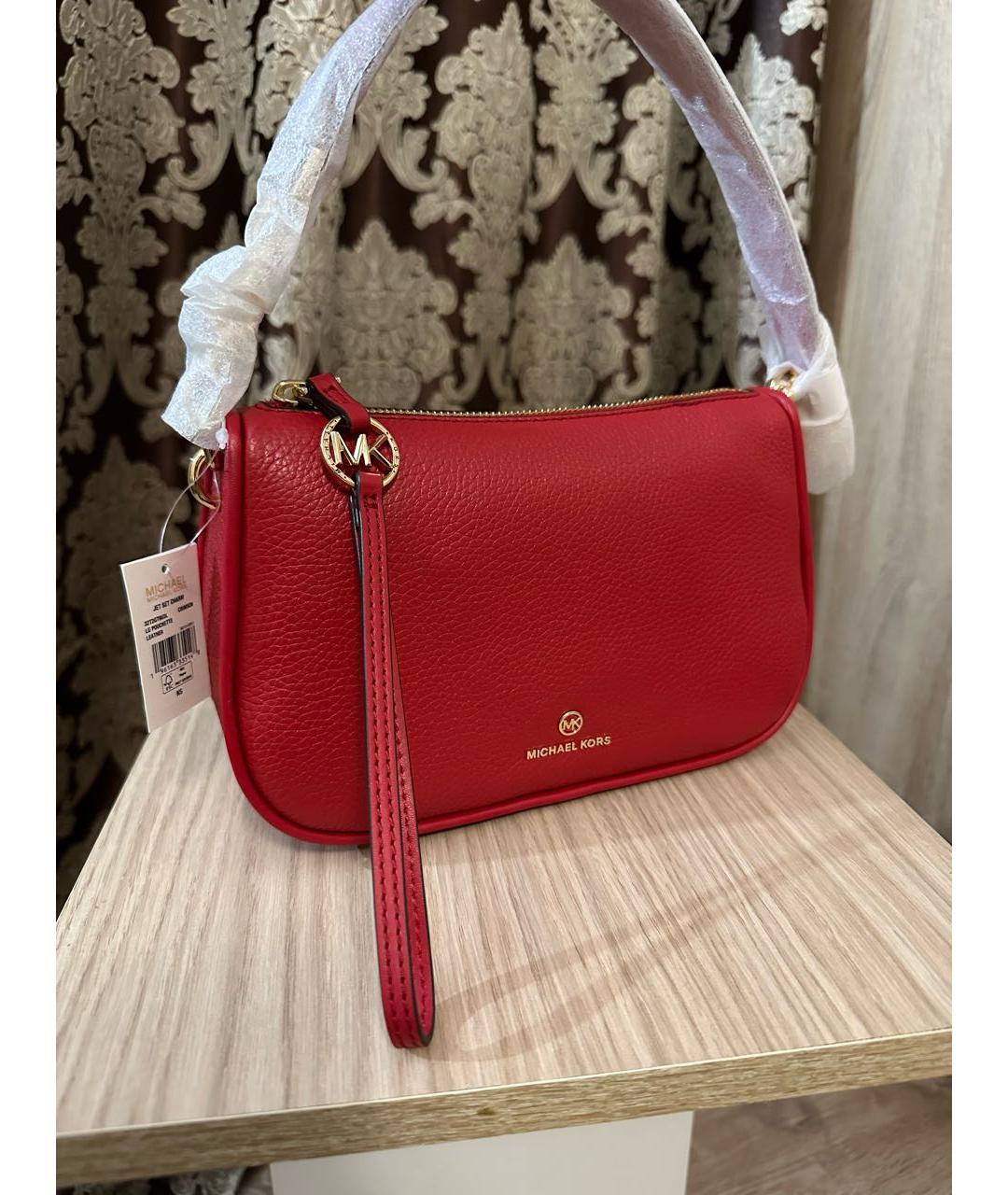 MICHAEL KORS Красная кожаная сумка через плечо, фото 2