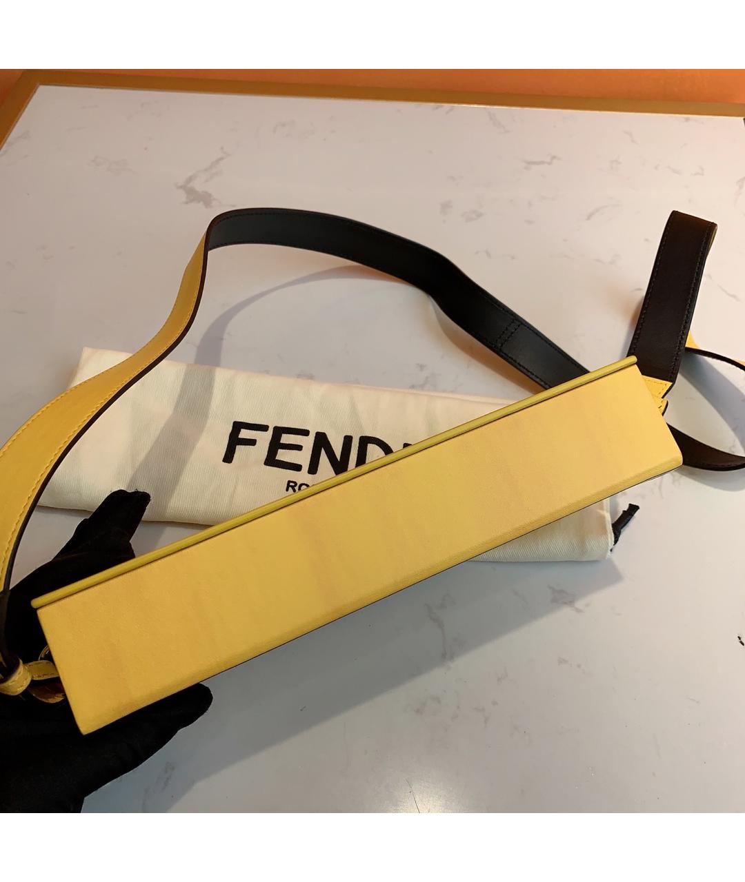 FENDI Желтая кожаная сумка через плечо, фото 3