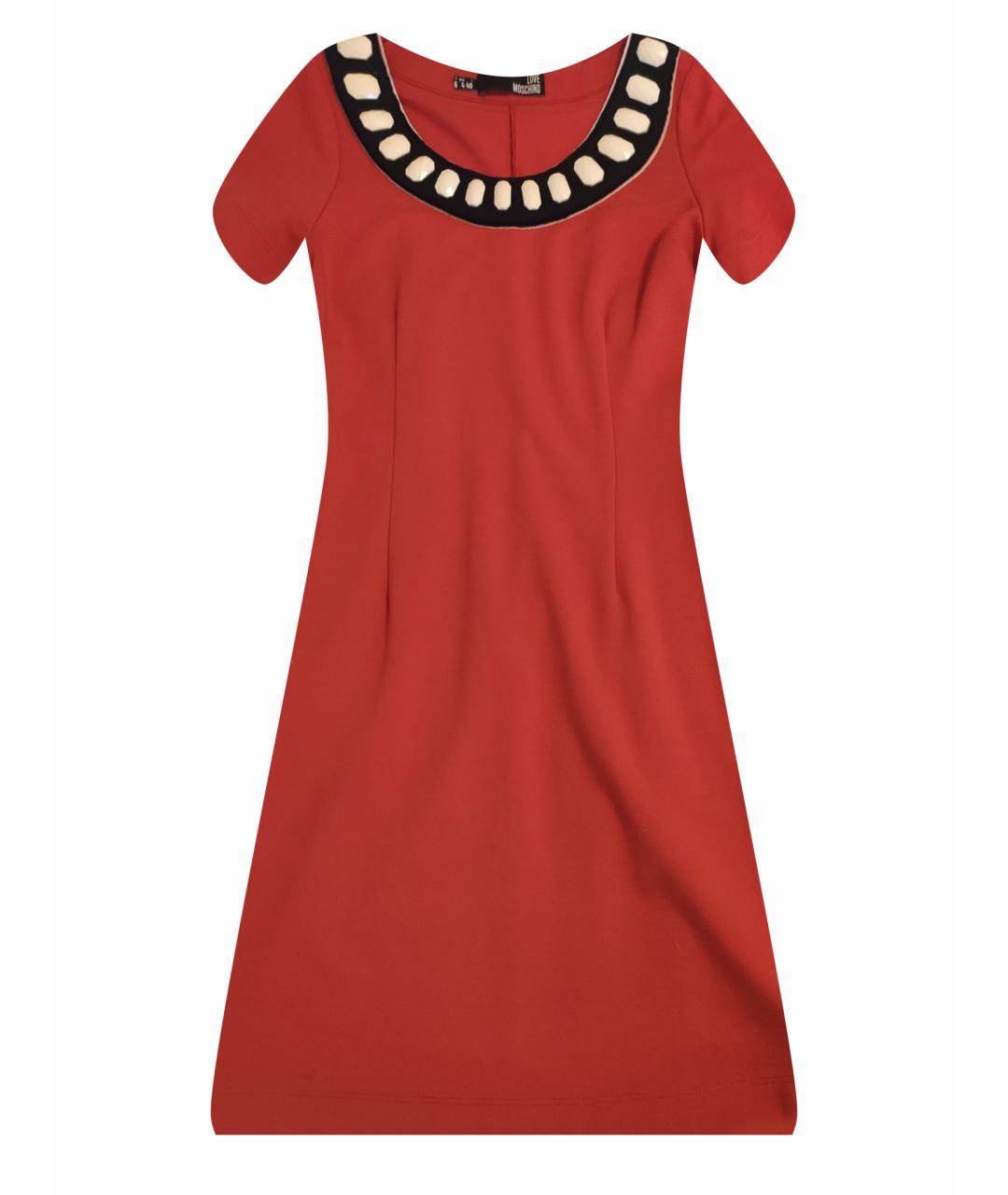 LOVE MOSCHINO Красное вискозное повседневное платье, фото 1