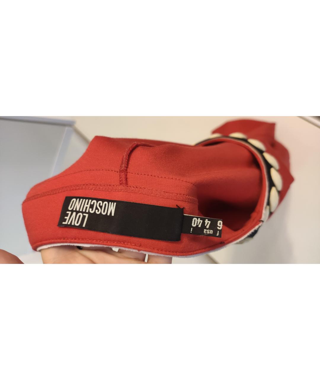 LOVE MOSCHINO Красное вискозное повседневное платье, фото 3
