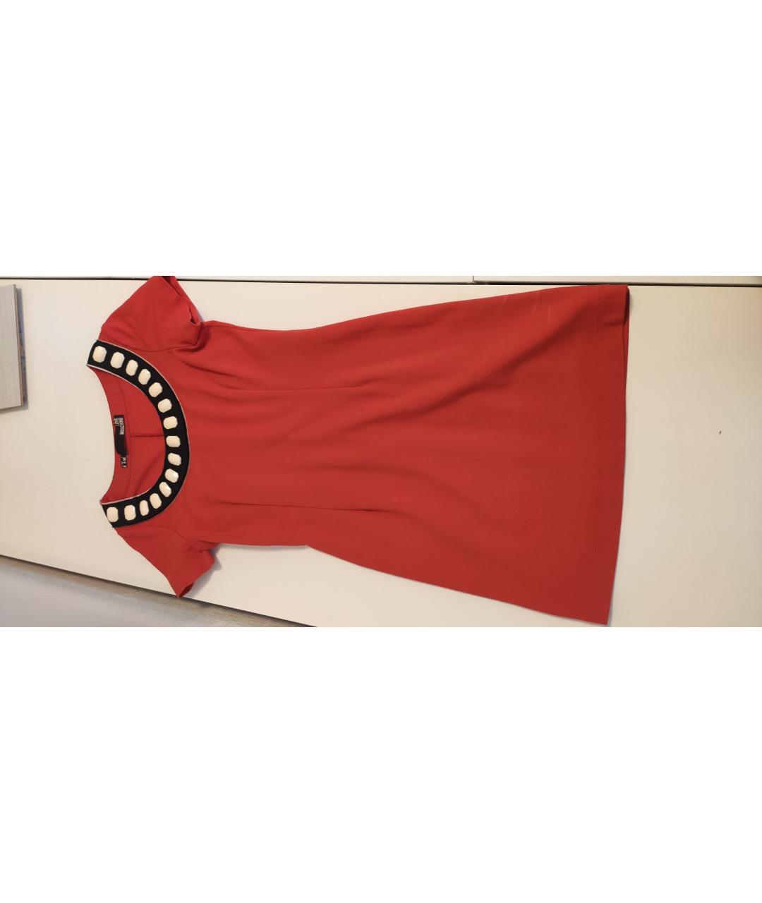 LOVE MOSCHINO Красное вискозное повседневное платье, фото 5