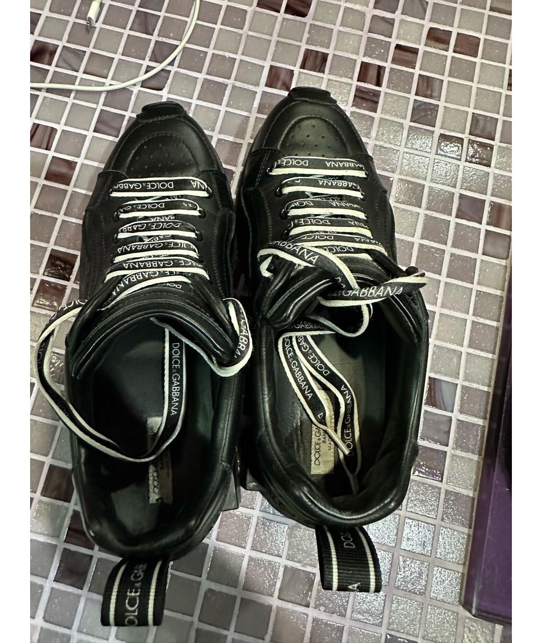 DOLCE&GABBANA Черные кожаные кроссовки, фото 3