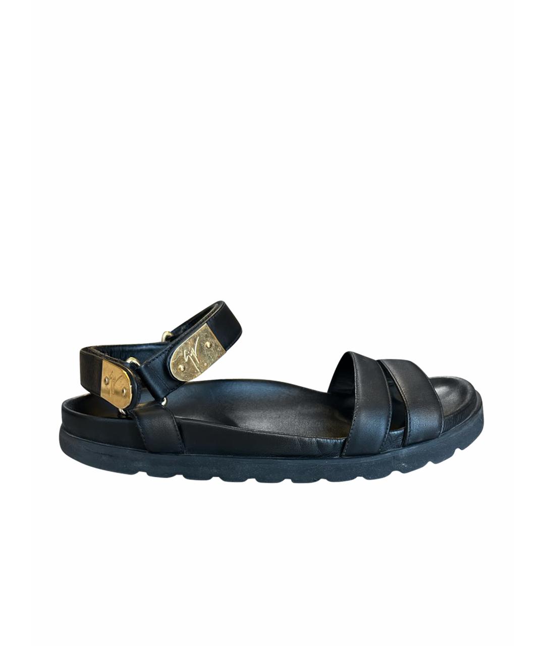 GIUSEPPE ZANOTTI DESIGN Черные кожаные сандалии, фото 1