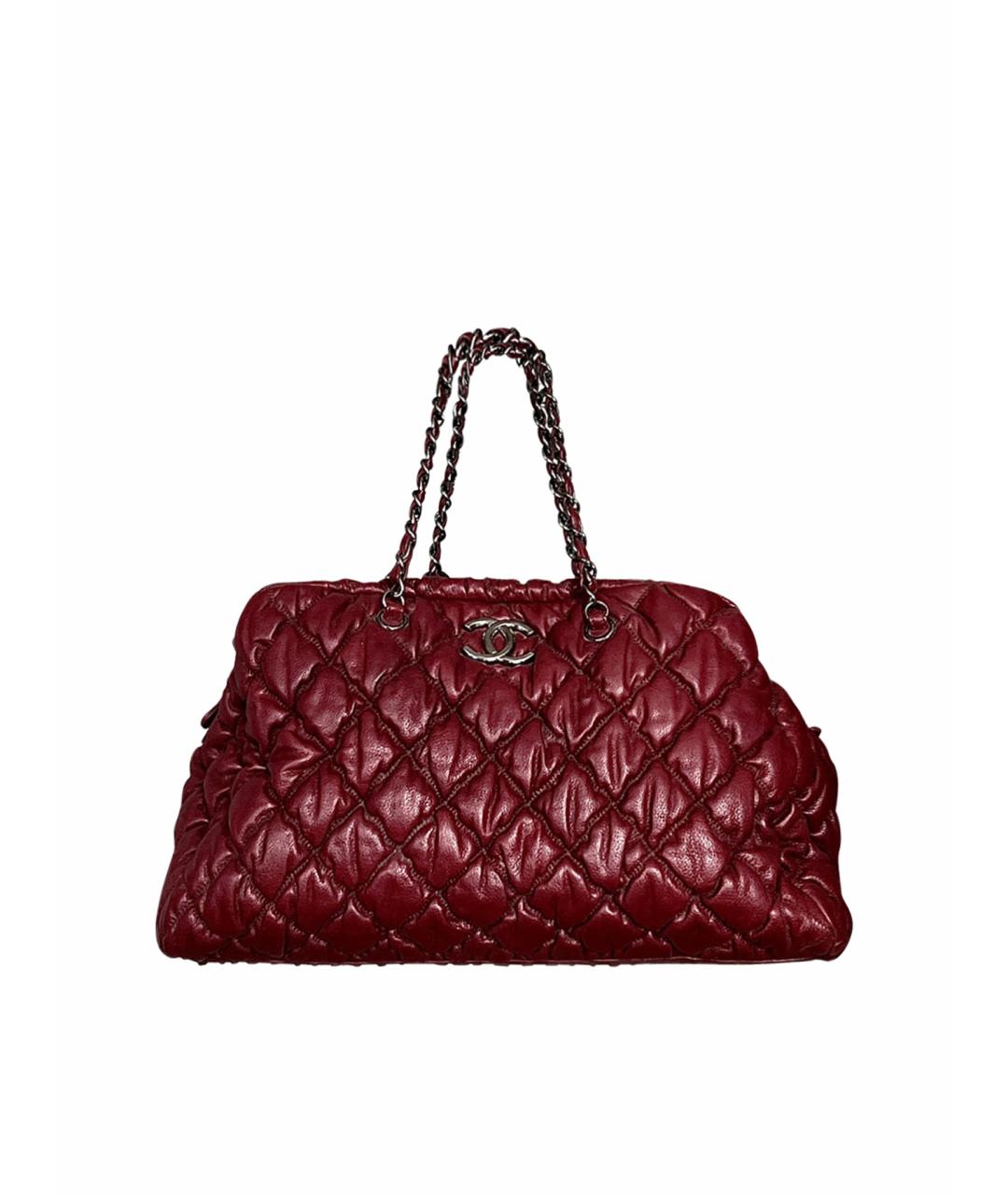 CHANEL Бордовая кожаная сумка тоут, фото 10