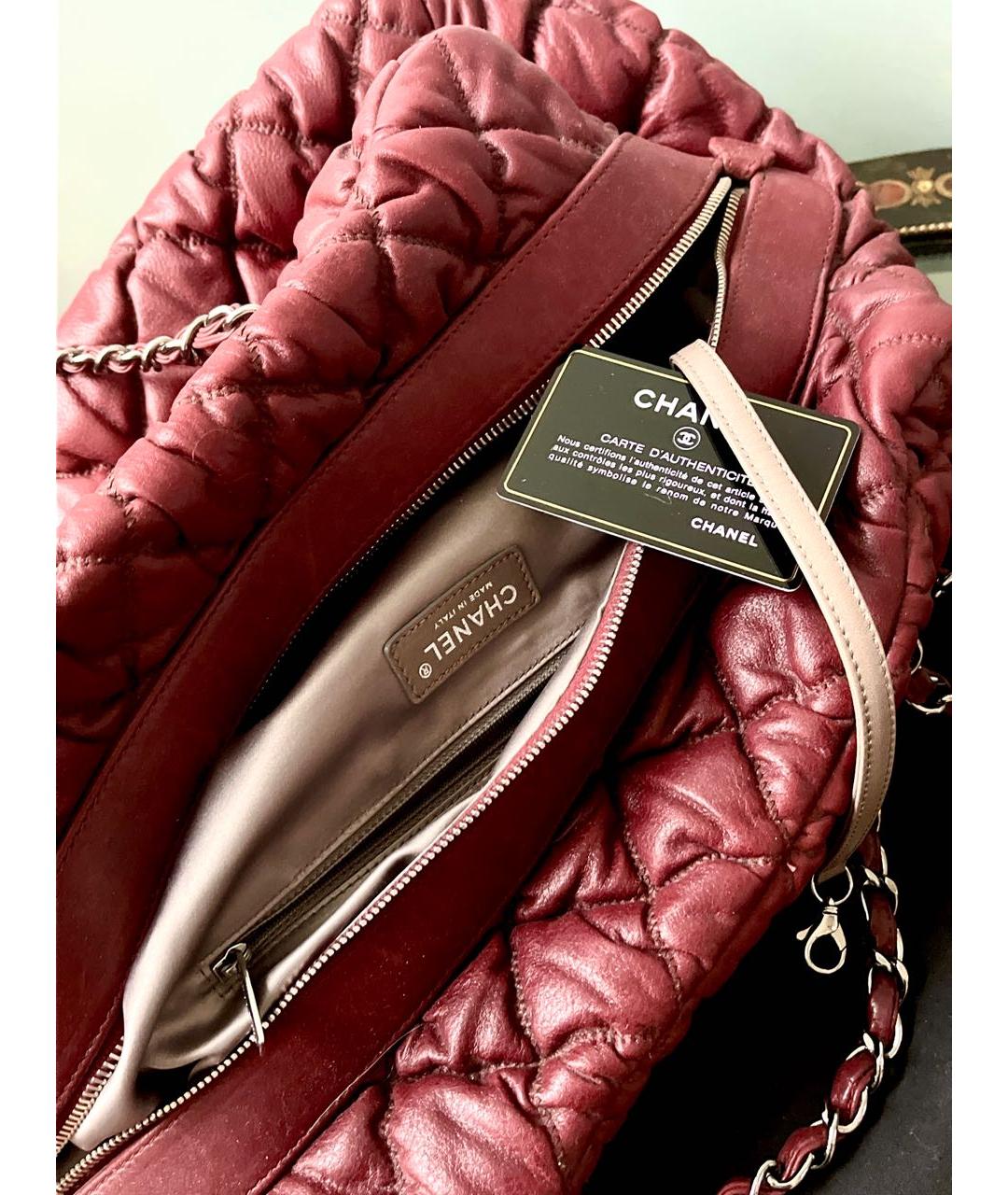 CHANEL Бордовая кожаная сумка тоут, фото 4