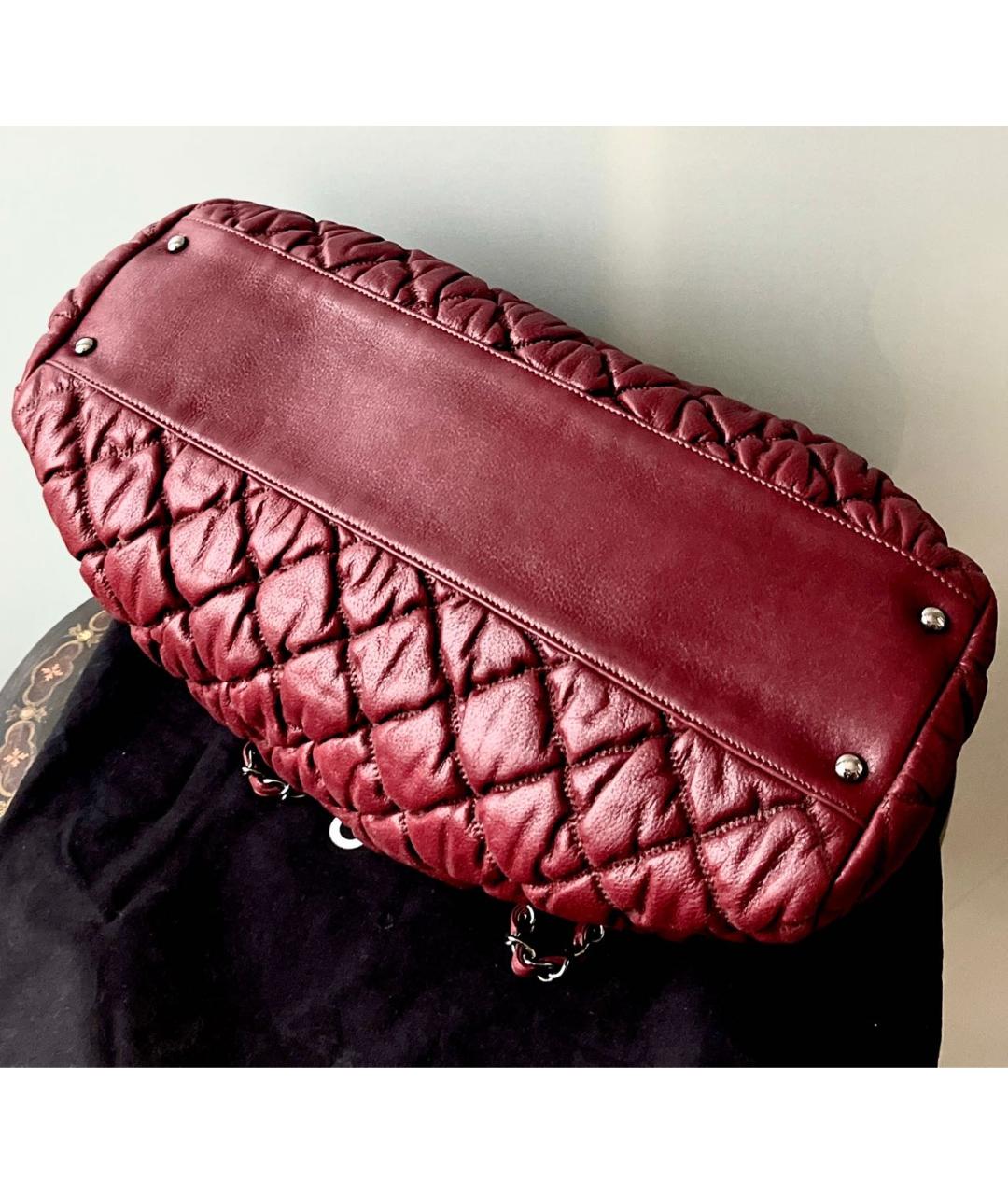 CHANEL Бордовая кожаная сумка тоут, фото 5
