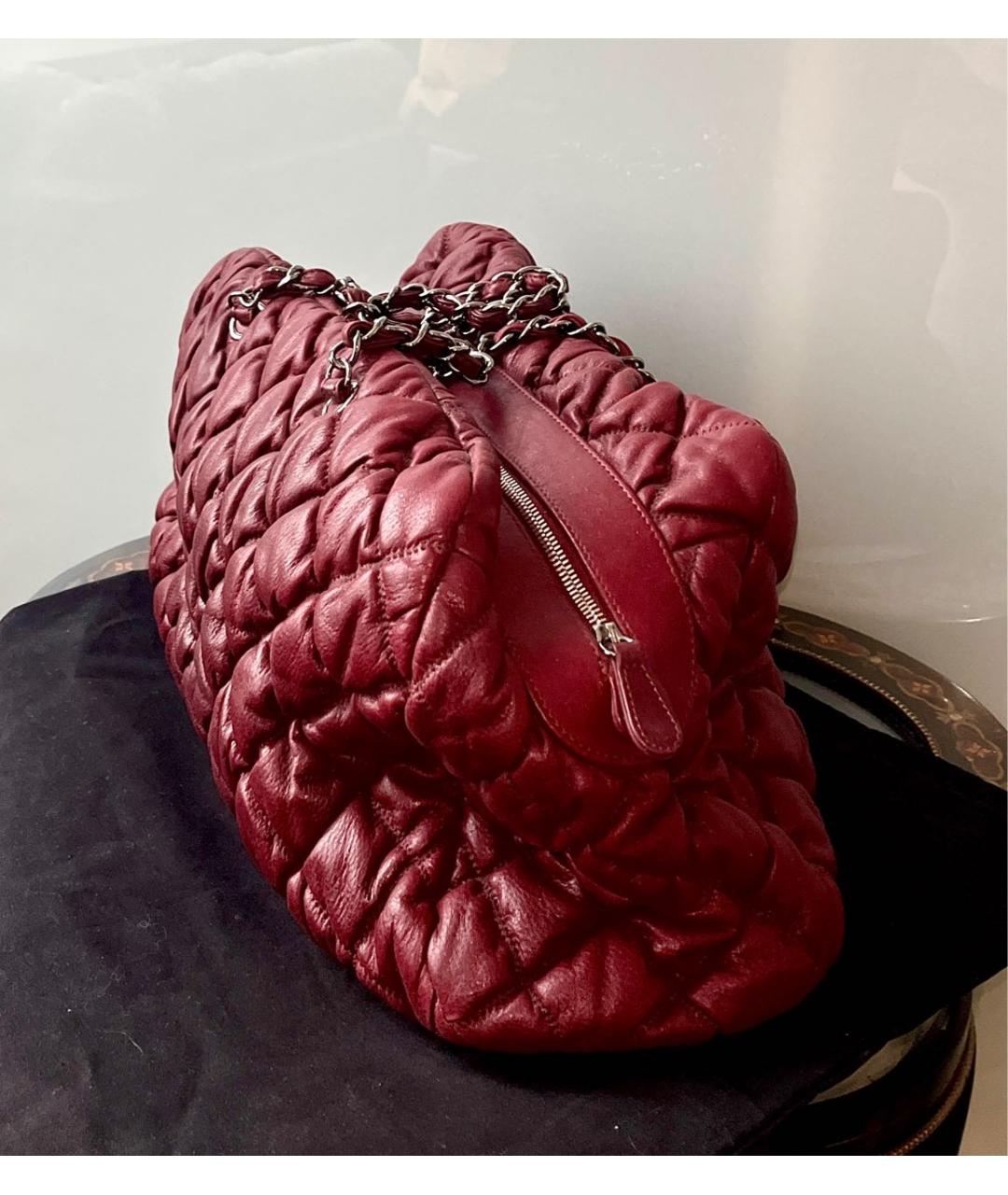 CHANEL Бордовая кожаная сумка тоут, фото 3