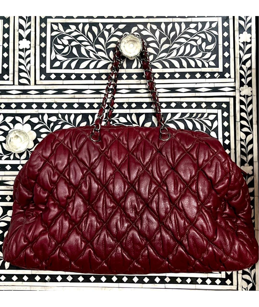 CHANEL Бордовая кожаная сумка тоут, фото 8