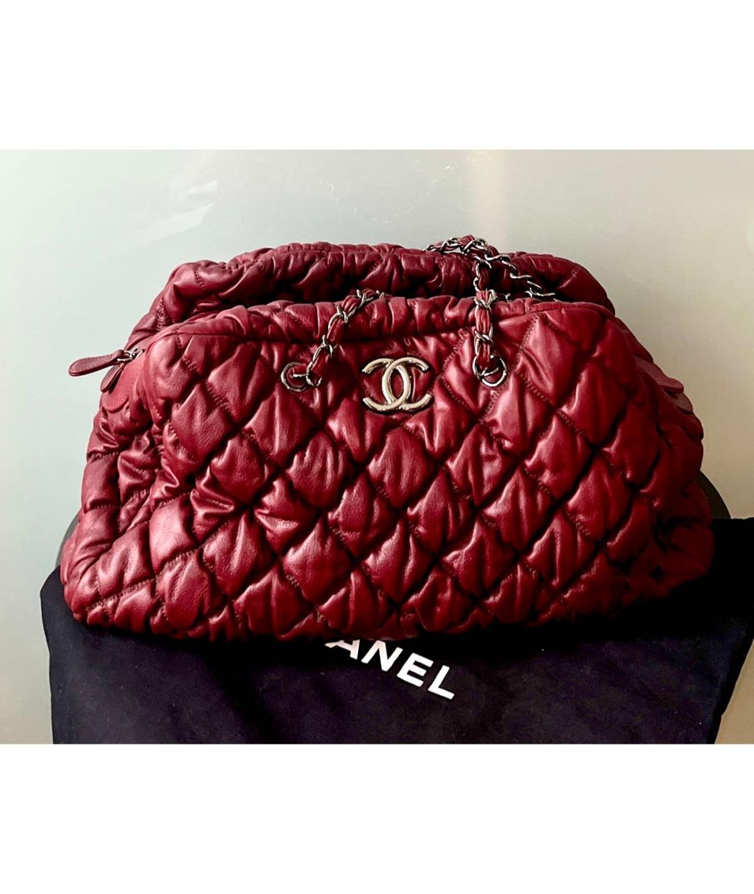 CHANEL Бордовая кожаная сумка тоут, фото 2
