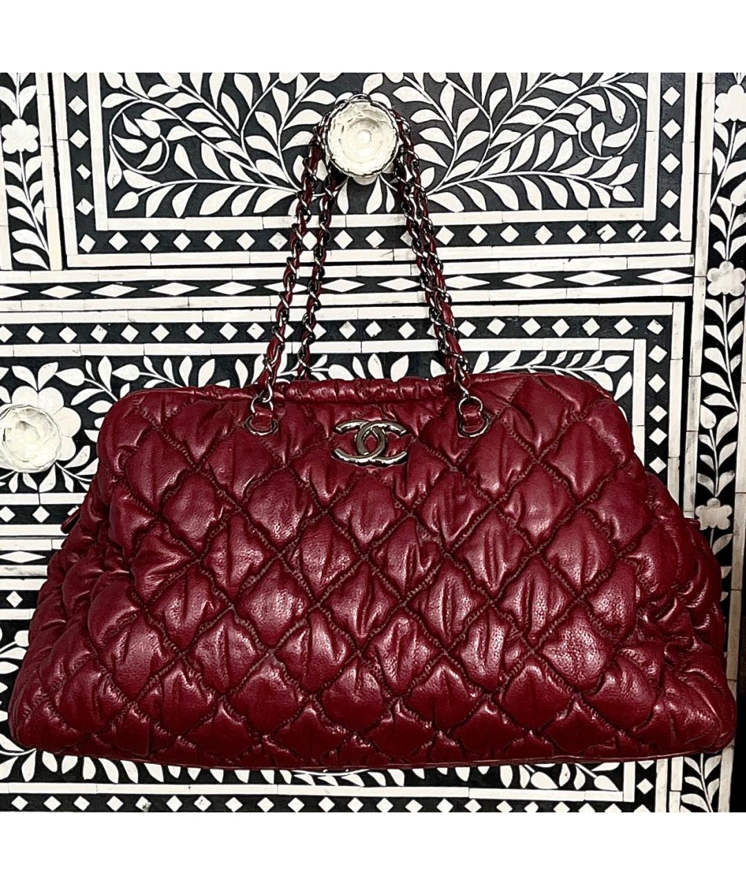 CHANEL Бордовая кожаная сумка тоут, фото 9