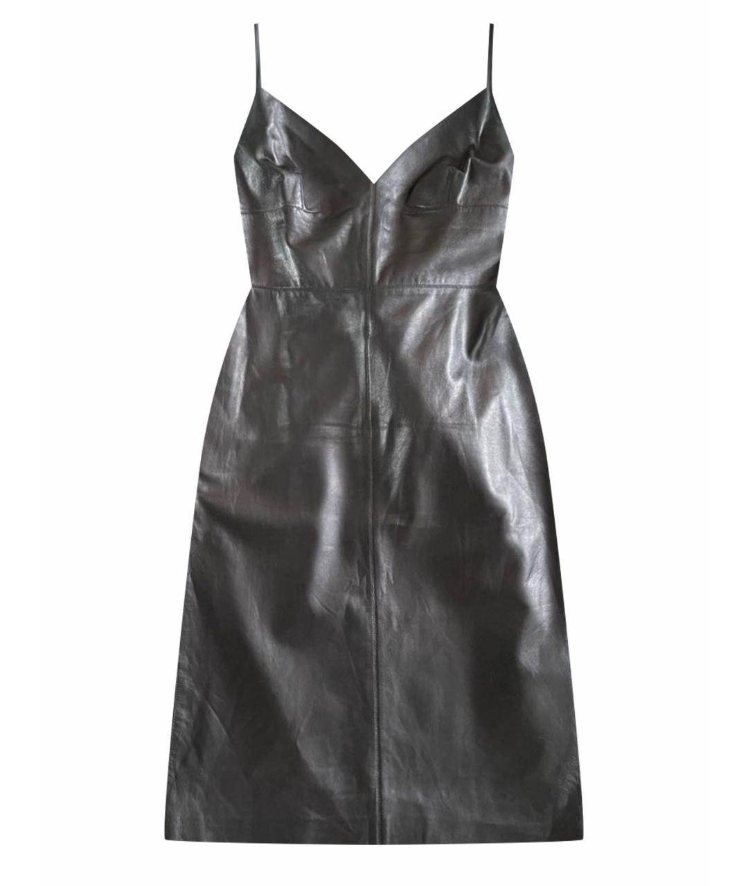 VALENTINO Черное кожаное вечернее платье, фото 1