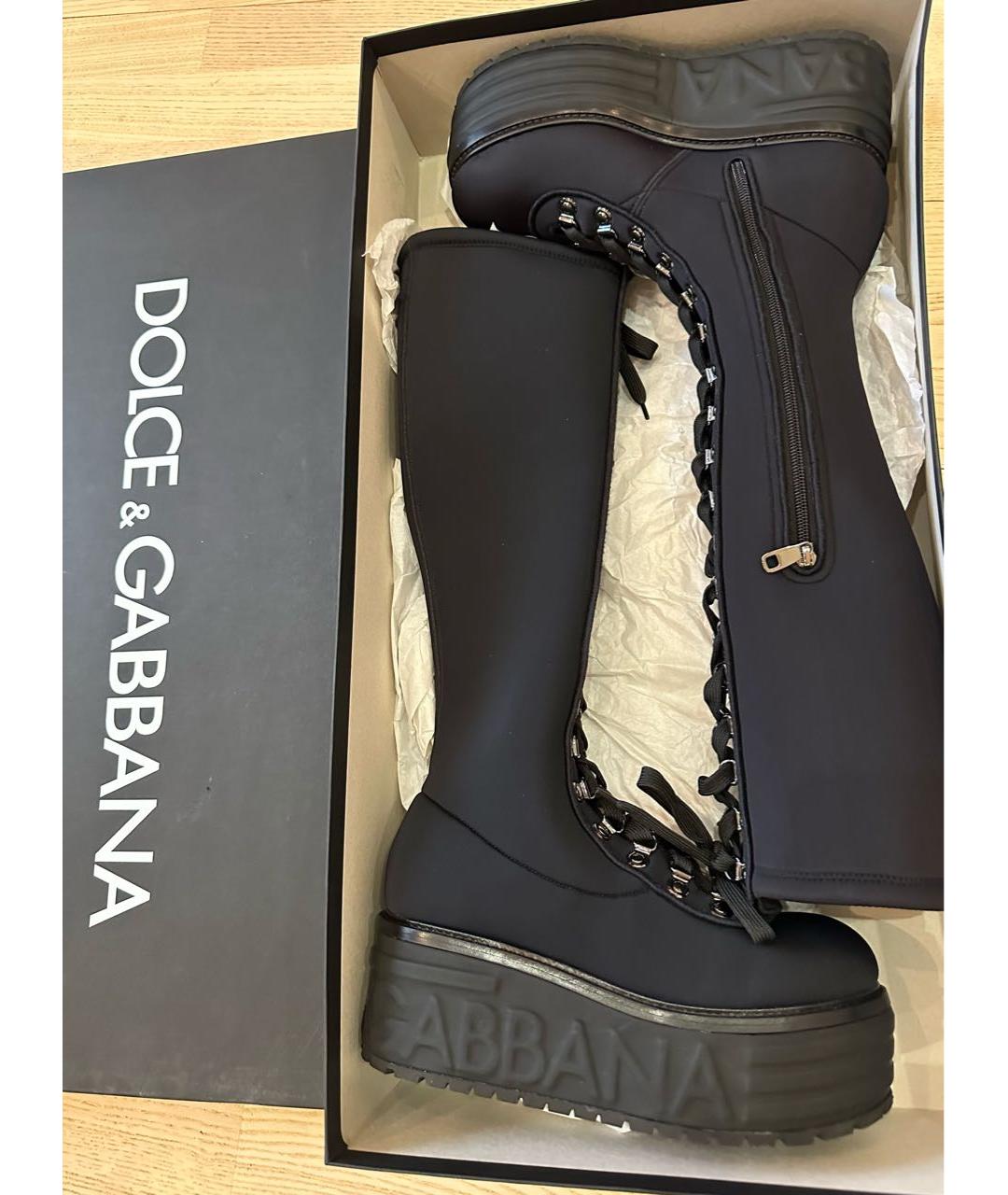 DOLCE&GABBANA Черные неопреновые ботинки, фото 5