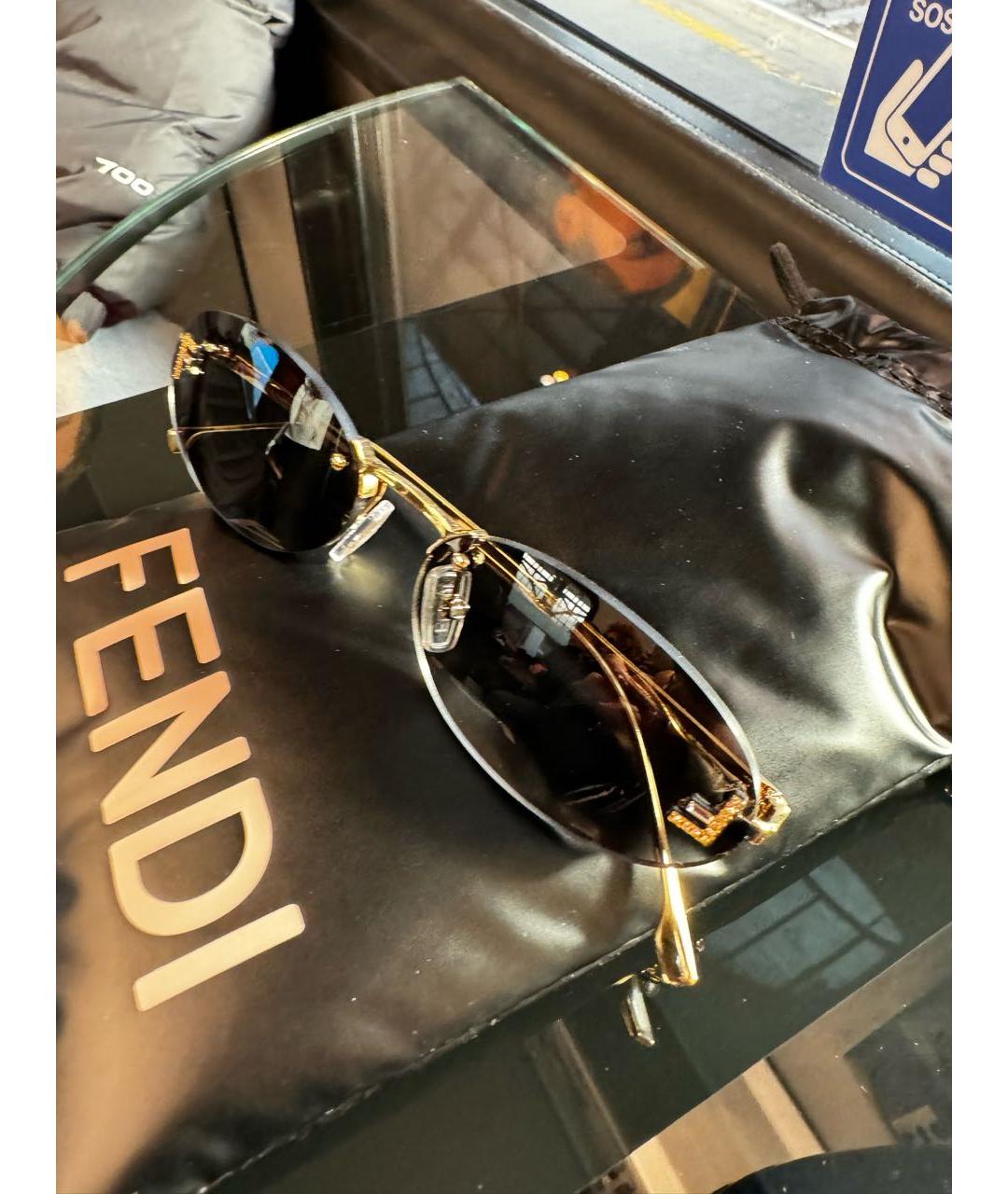 FENDI Антрацитовые металлические солнцезащитные очки, фото 2