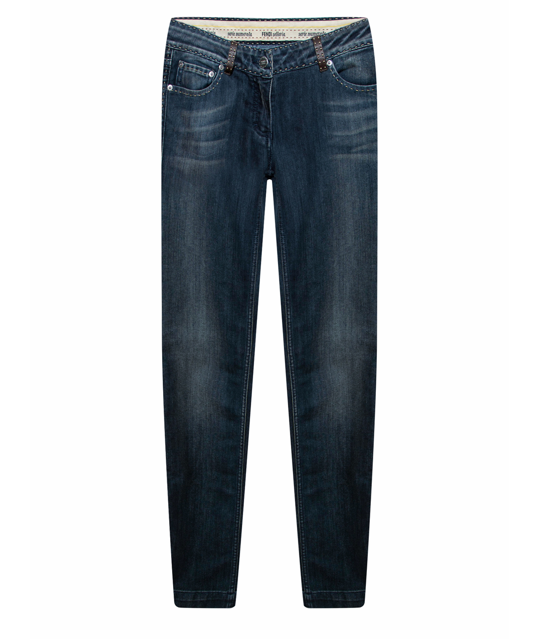 FENDI Синие хлопковые прямые джинсы, фото 1