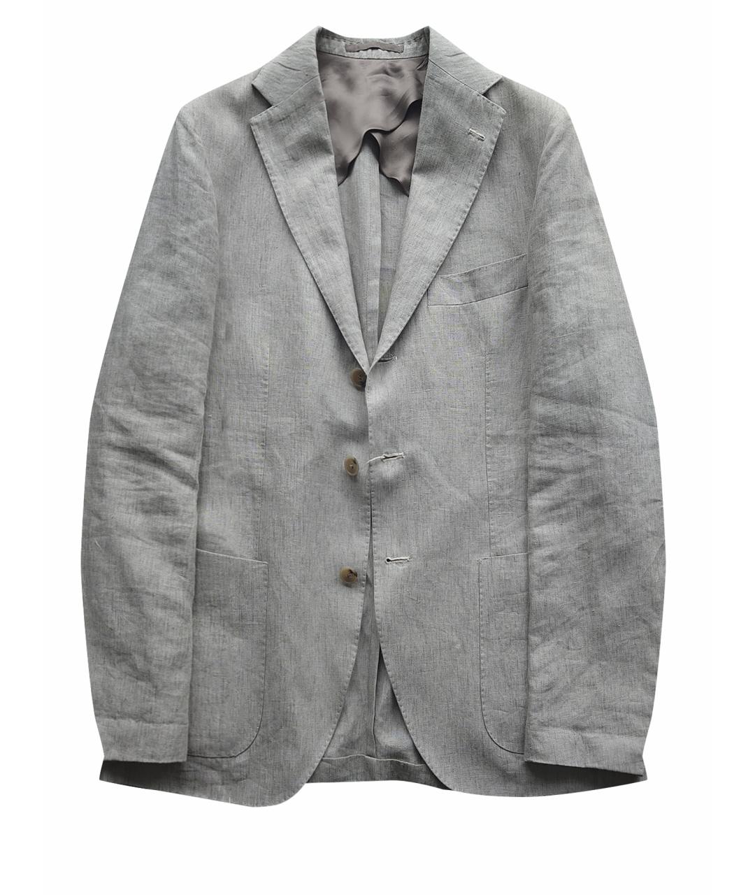 LUIGI BORRELLI Серый льняной пиджак, фото 1