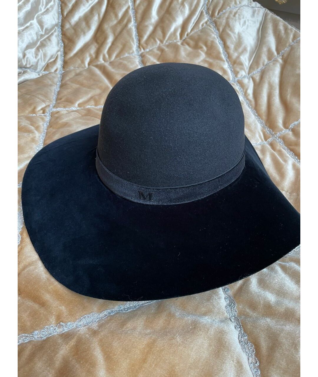 MAISON MICHEL Темно-синяя бархатная шляпа, фото 4
