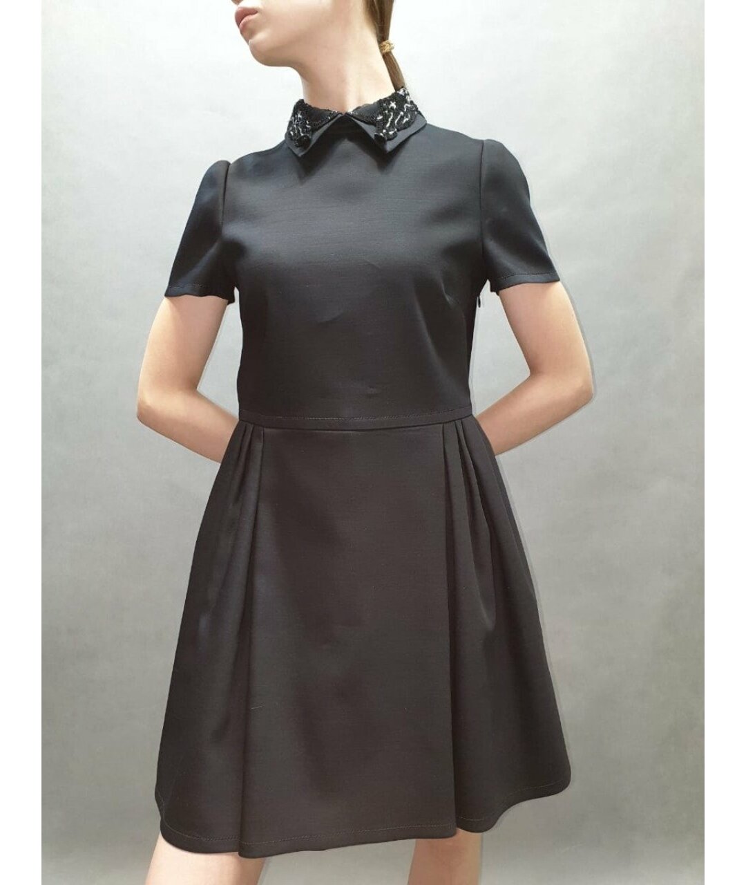 VALENTINO Черное вискозное повседневное платье, фото 5