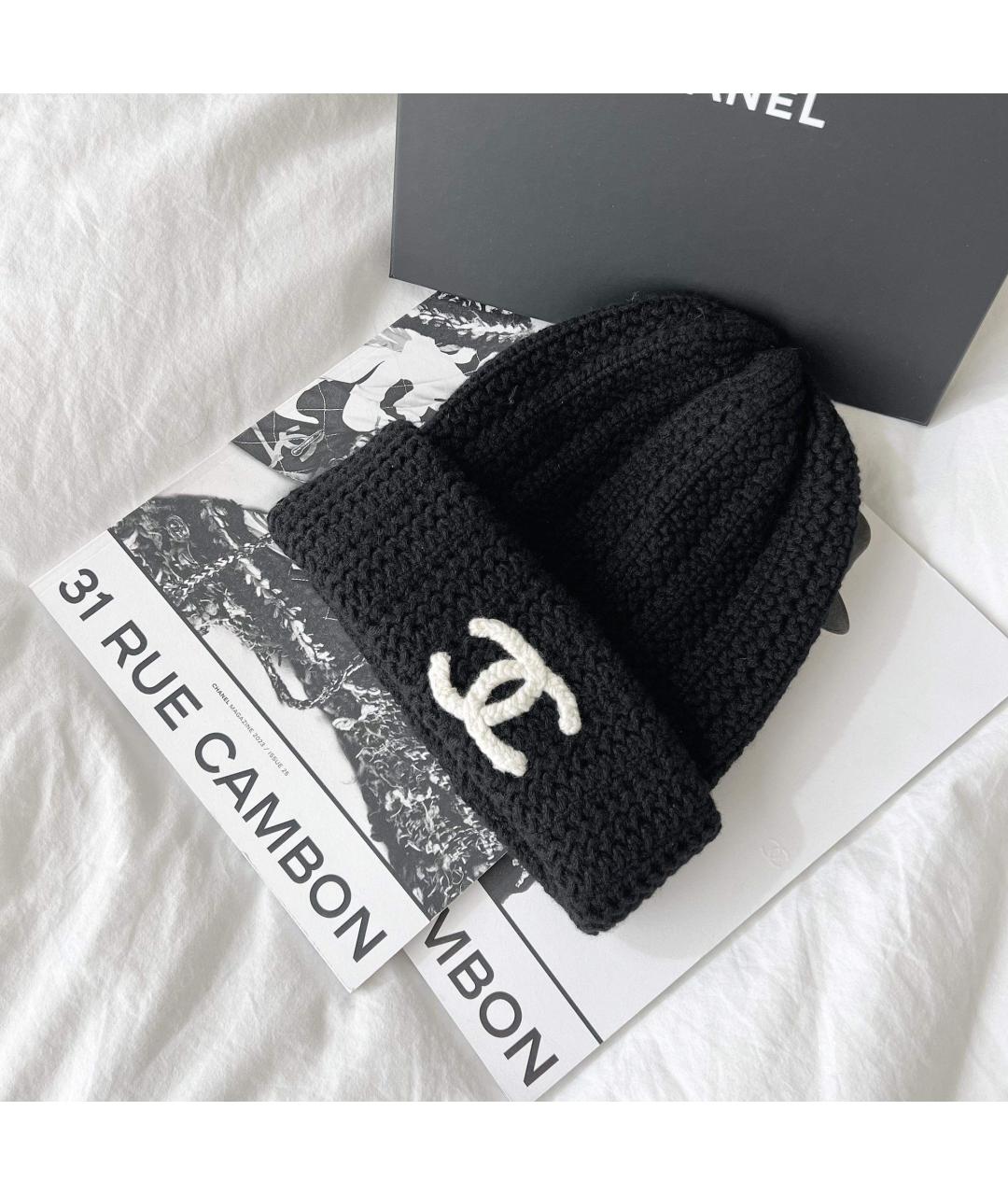 CHANEL Черная кашемировая шапка, фото 2