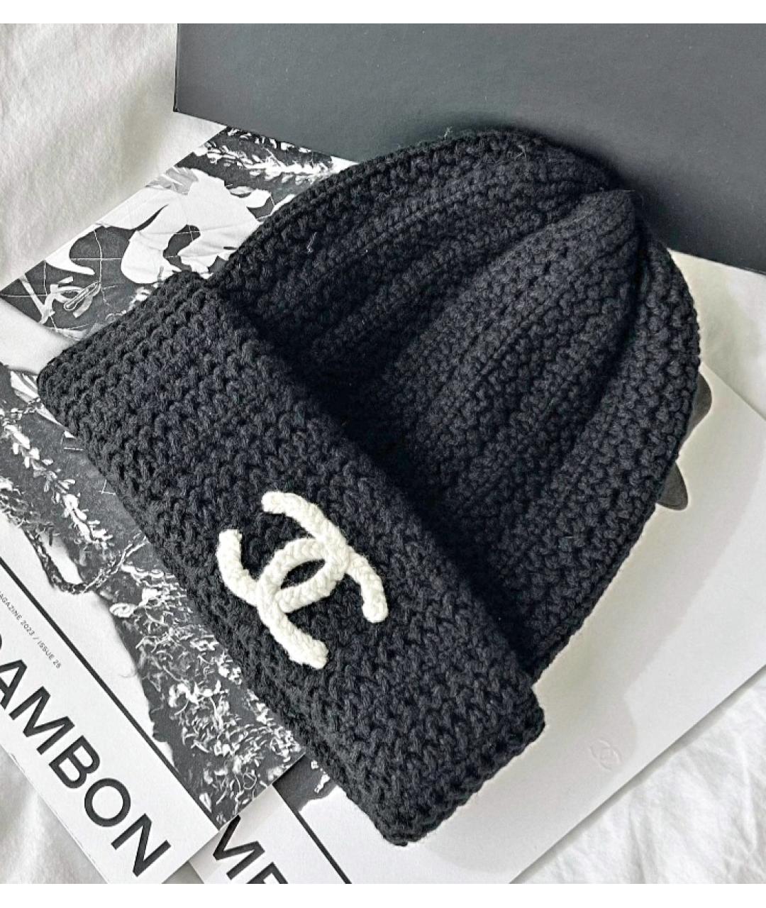 CHANEL Черная кашемировая шапка, фото 4