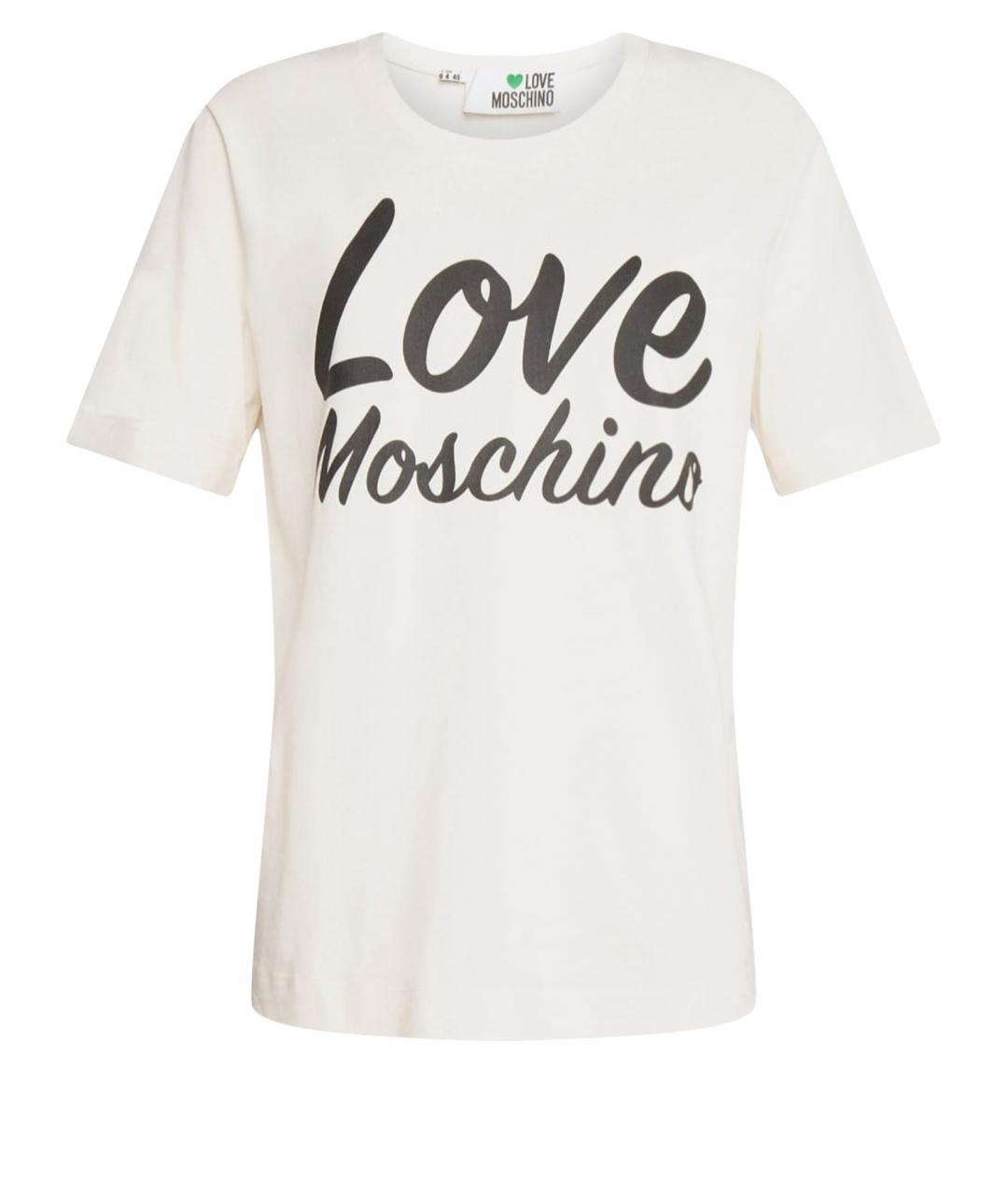 LOVE MOSCHINO Бежевая хлопковая футболка, фото 1