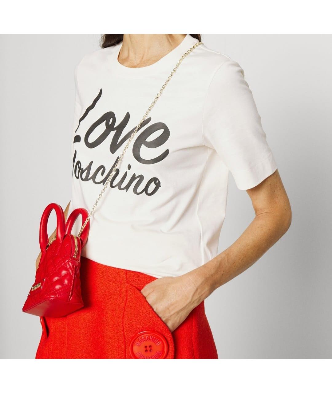 LOVE MOSCHINO Бежевая хлопковая футболка, фото 4