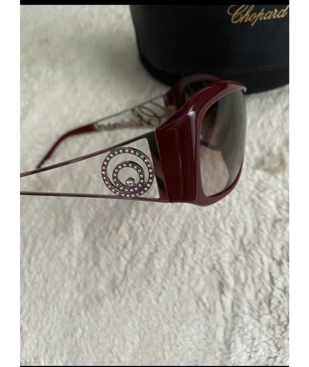 CHOPARD Бордовые пластиковые солнцезащитные очки, фото 2